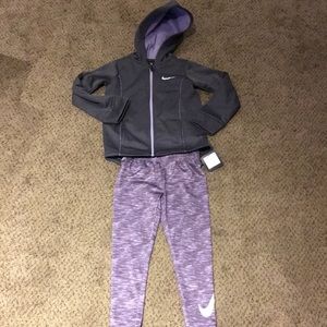 NWT Nike Girls Dri Fit hoodie & crop leggings